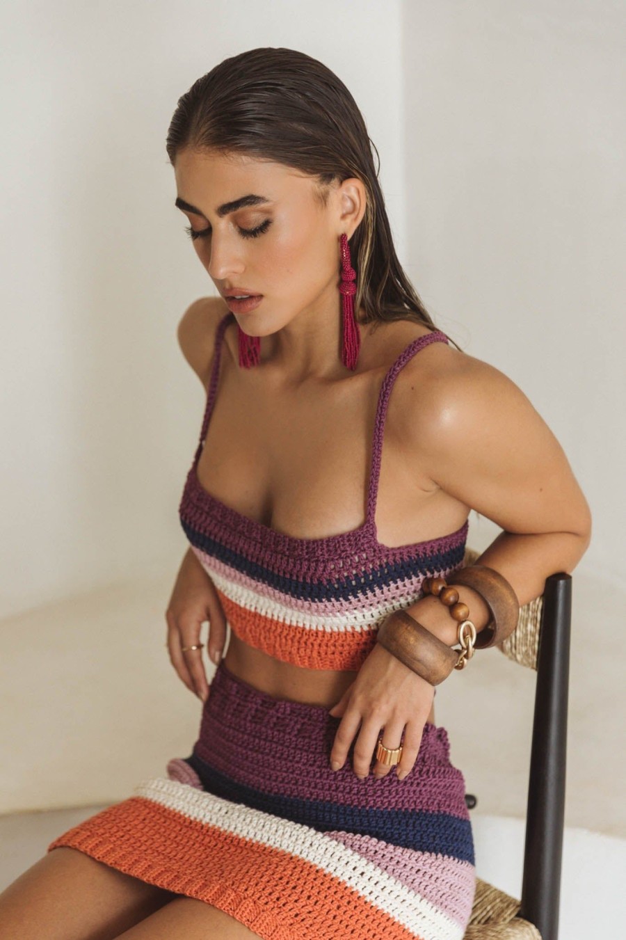 Women SOAH Cover Ups | Gia Sunset Crochet Crop Top