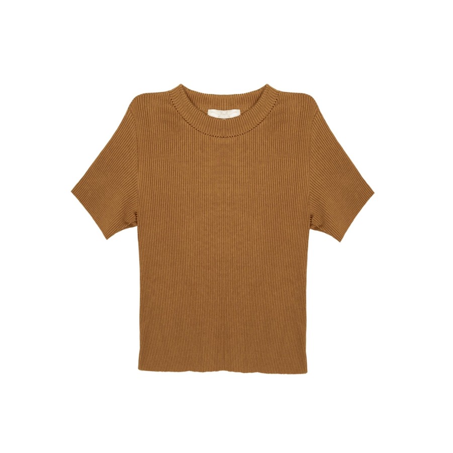 Women SOAH Tops | Tara Ribbed Copper Crop Top