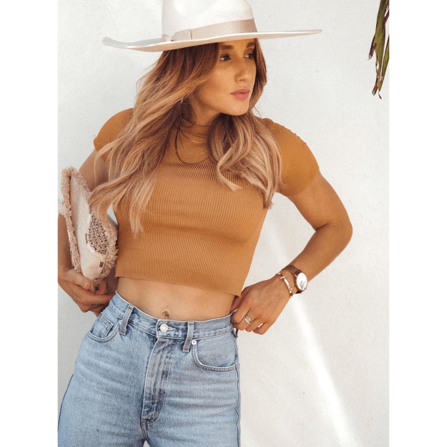 Women SOAH Tops | Tara Ribbed Copper Crop Top