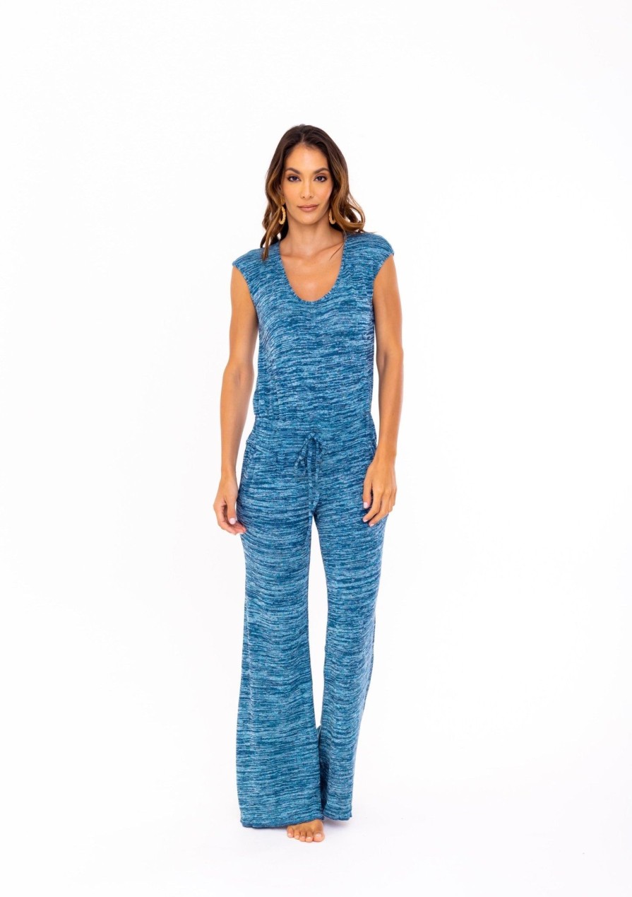 Women SOAH Jumpsuit | Tatiana Blue Jersey Jumpsuit