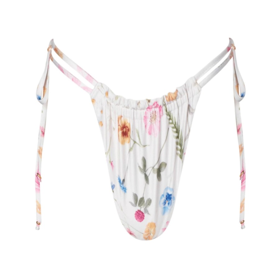 Swim SOAH Side Ties | Indigo White Floral Bikini Bottom