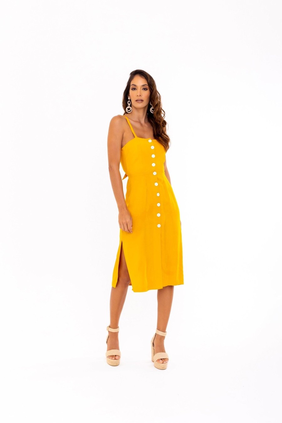 Women SOAH Dresses | Camilla Yellow Midi Dress