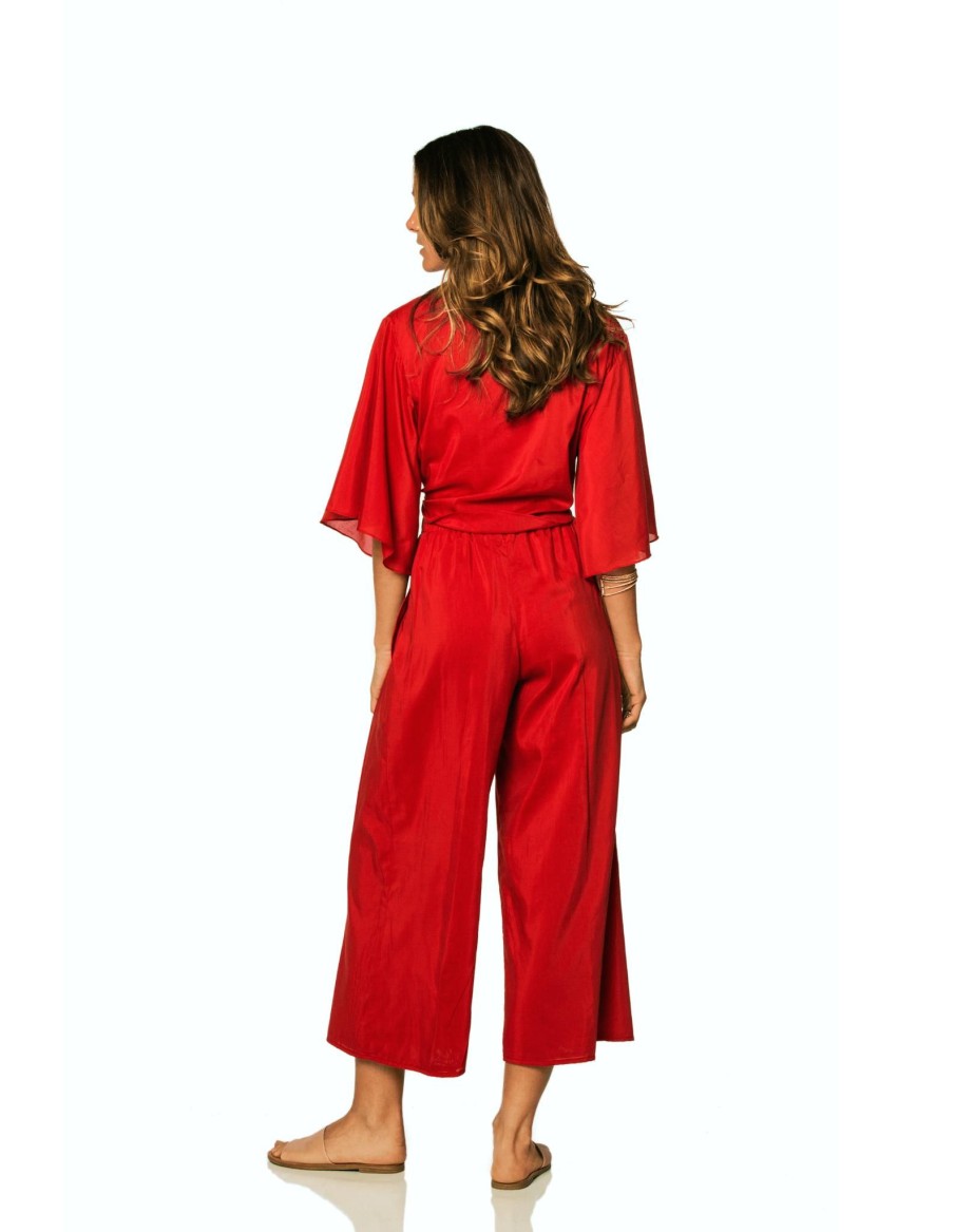 Women SOAH Tops | Sunny Red Wrap Blouse