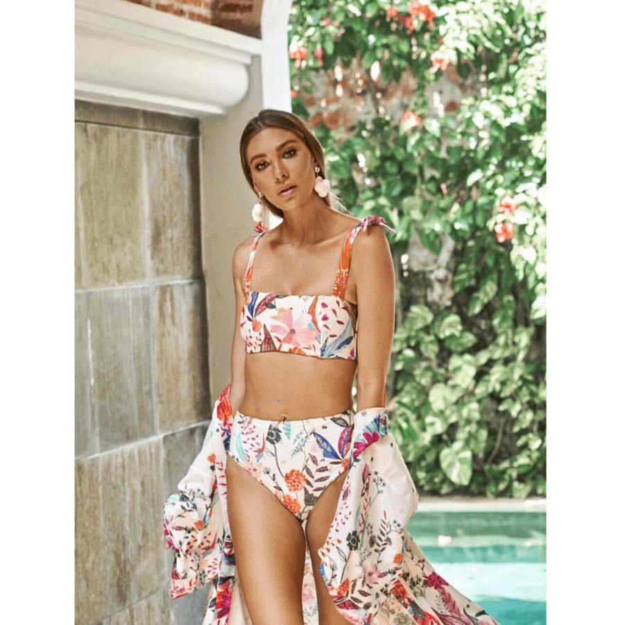 Swim SOAH Push Up | Mila White Floral Bandeau Top