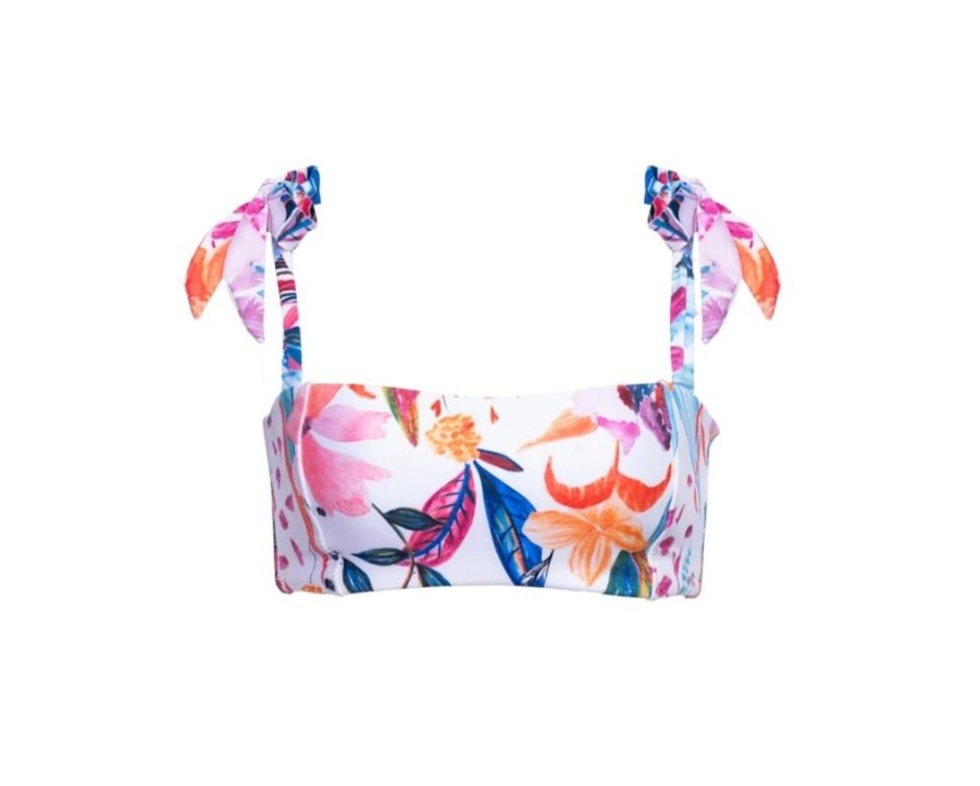 Swim SOAH Push Up | Mila White Floral Bandeau Top