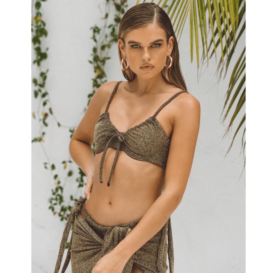 Swim SOAH Push Up | Kylie Gold Metallic Bralette Top