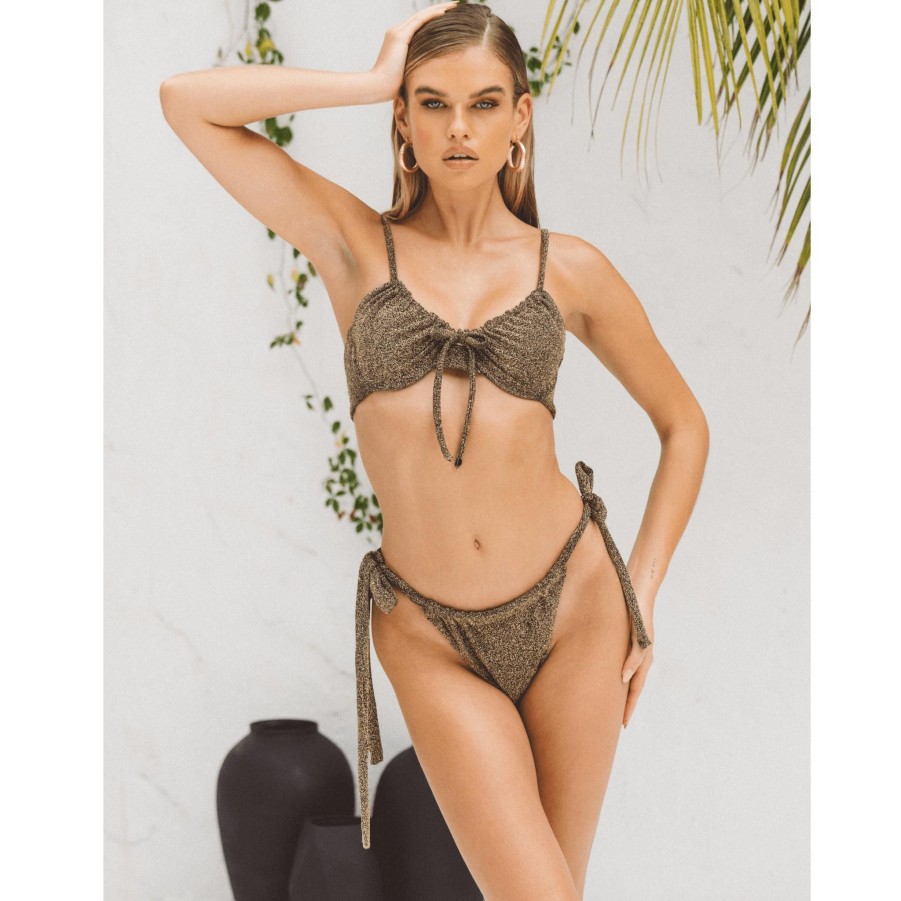 Swim SOAH Push Up | Kylie Gold Metallic Bralette Top