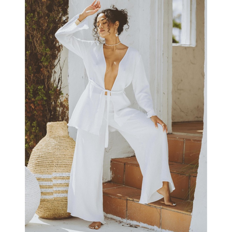 Women SOAH Tops | Dawn White Kimono