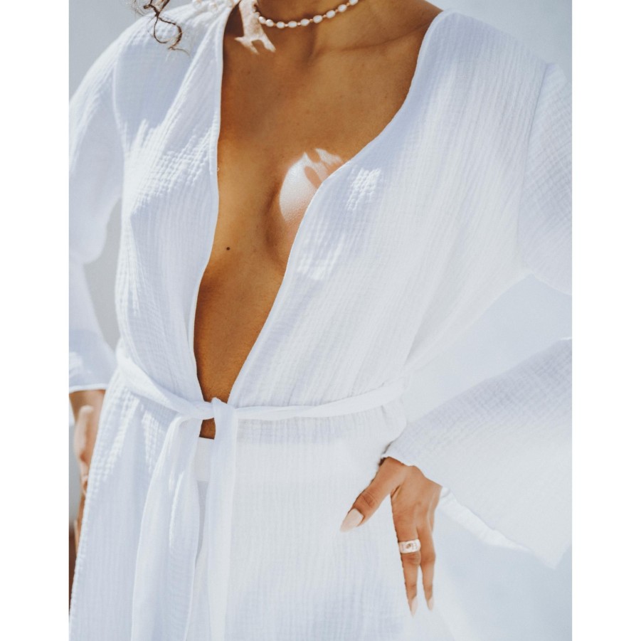 Women SOAH Tops | Dawn White Kimono