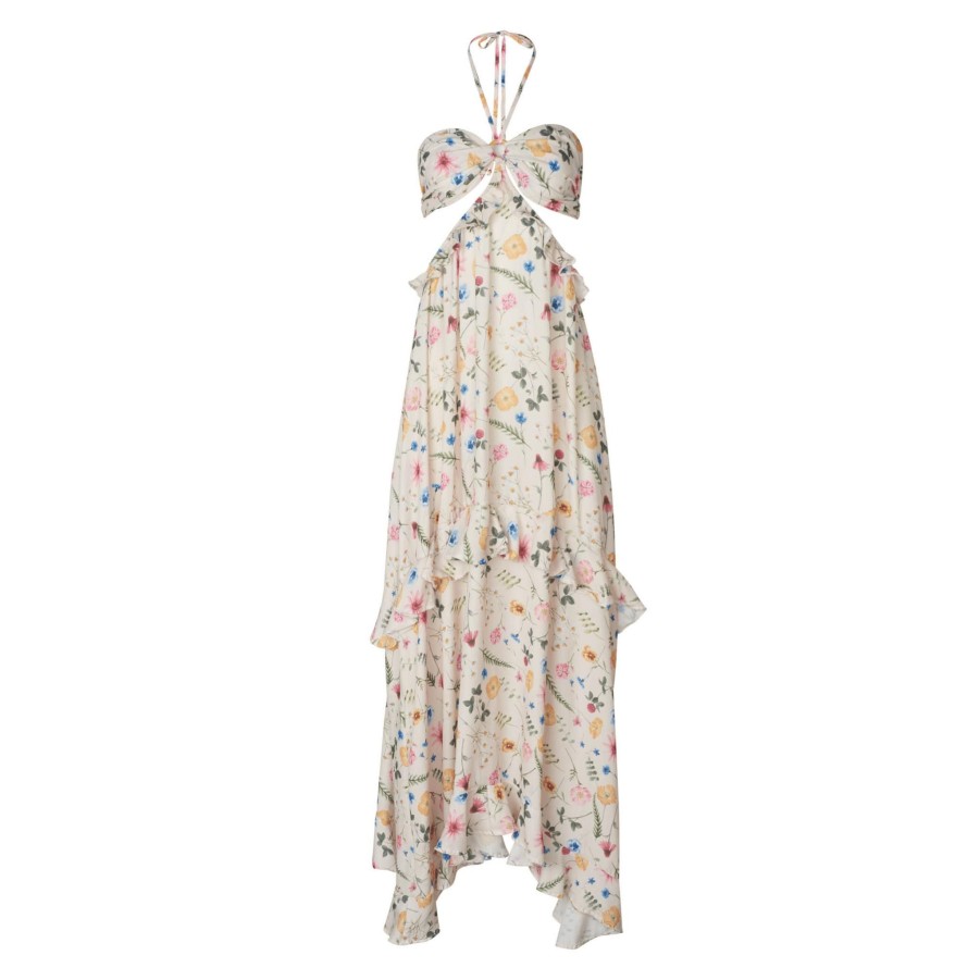 Women SOAH Resortwear | Victoria Floral Cut Out Ruffled Maxi Dress