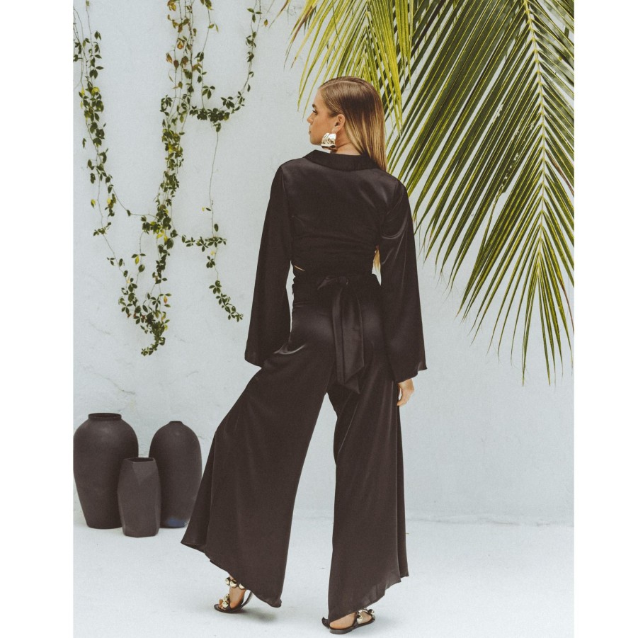 Women SOAH Pants | Olivia Black Wide Leg Pants