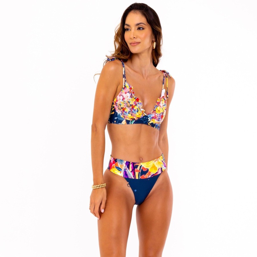 Swim SOAH Xl Tops | Piper Yellow Floral Bralette Bikini Top