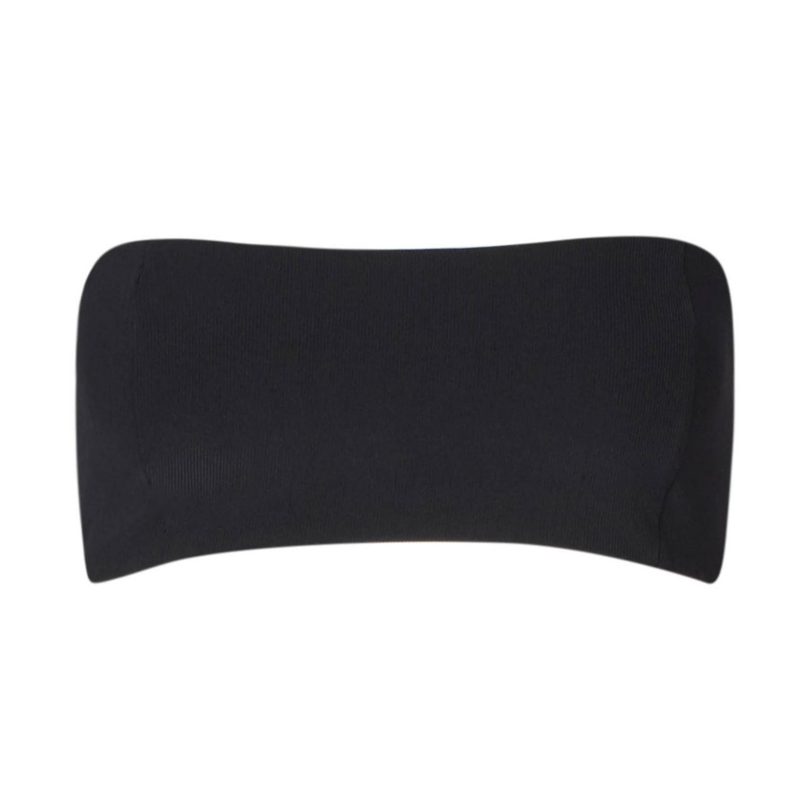 Swim SOAH Strapless | Jade Black Ribbed Bandeau Top