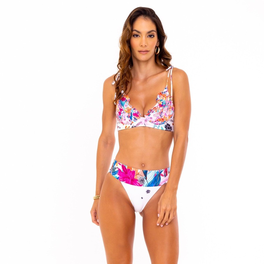 Swim SOAH Xl Tops | Piper White Floral Bralette Top